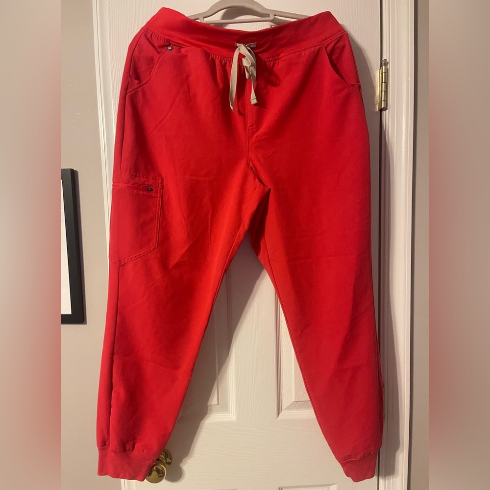 Figs Neon Red Scrub Pants